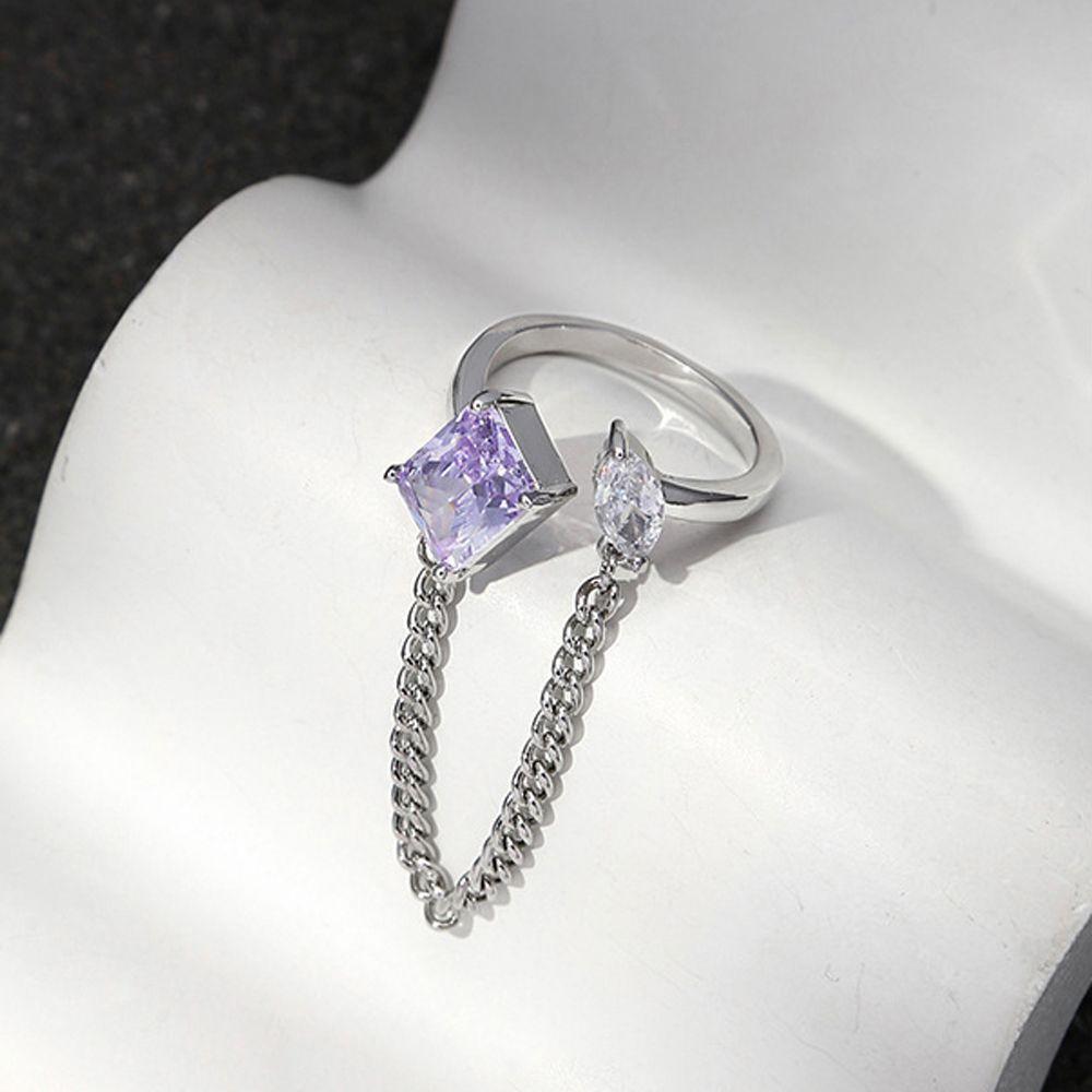 Adjustable Chain Square Zircon Purple Heart Female Opening Ring Korean Style Ring Fashion Jewelry purple-A
Adjustable Chain Square Zircon Purple Heart Female Opening Ring Korean Style Ring Fashion Jewelry purple-A