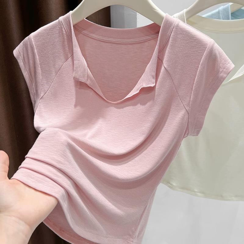 2025 summer new pink V-neck short-sleeved T-shirt female temperament slim slimming western style L чорний
2025 summer new pink V-neck short-sleeved T-shirt female temperament slim slimming western style L чорний