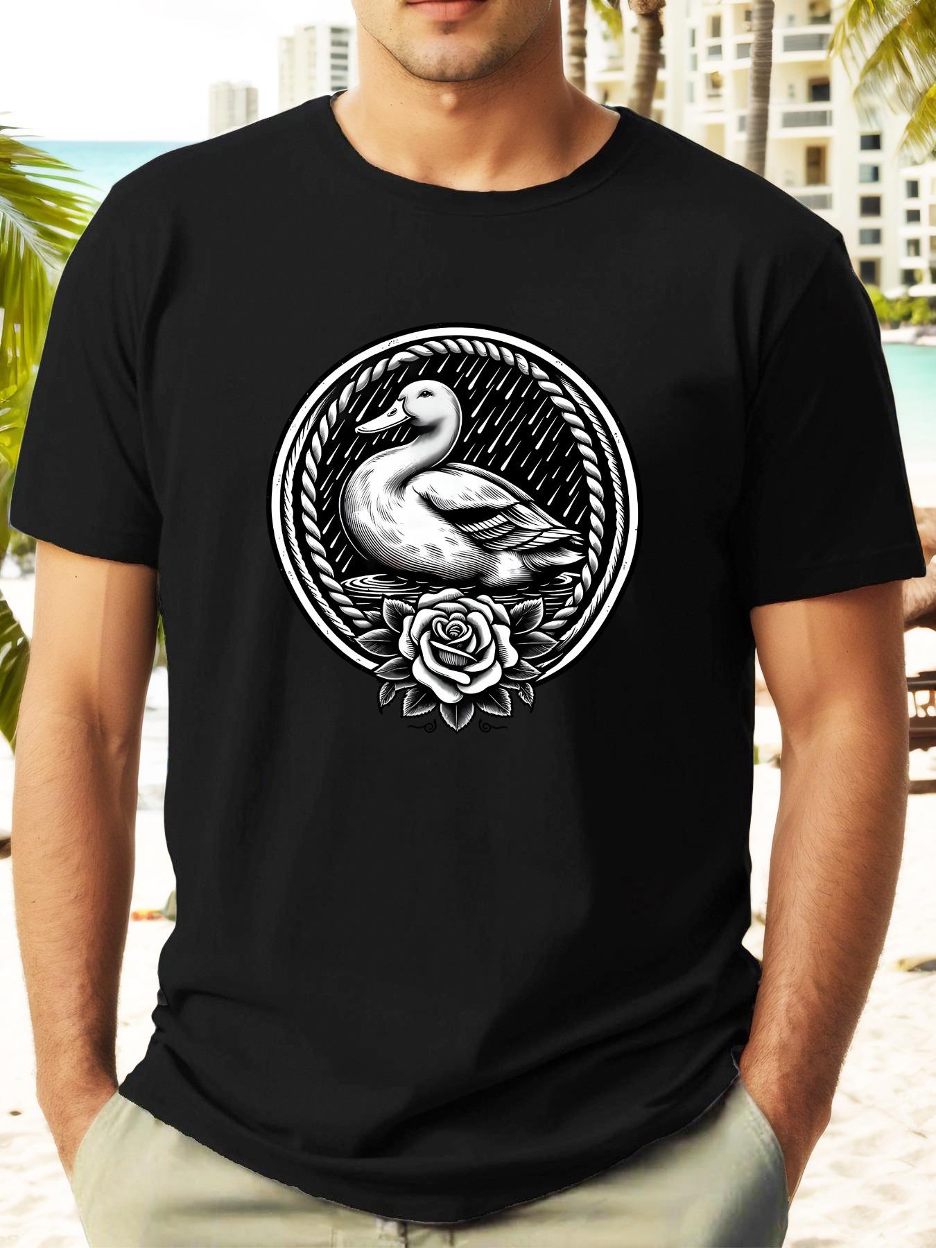 Casual Summer T-shirt with Stylish Duck & Rose Design - Short Sleeve XXXL
Casual Summer T-shirt with Stylish Duck & Rose Design - Short Sleeve XXXL