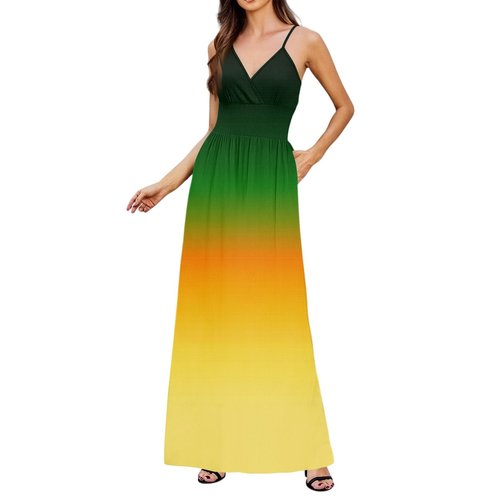 Жіноча повсякденна трикотажна бавовняна сукня на бретелях з градієнтним принтом XL зелений
Жіноча повсякденна трикотажна бавовняна сукня на бретелях з градієнтним принтом XL зелений