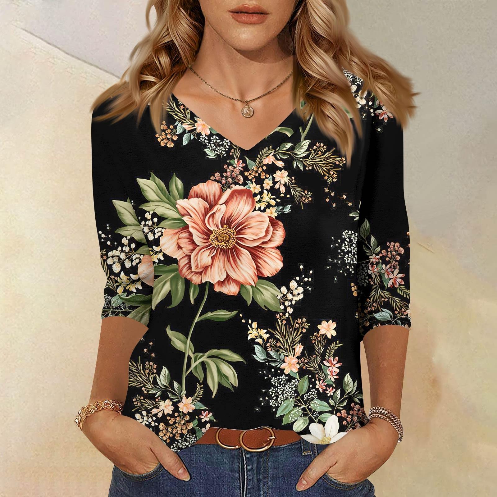 Женские топы, рубашка с рукавом три четверти, свободная повседневная рубашка с V-образным вырезом, футболка с цветочным принтом XXL чёрный
Женские топы, рубашка с рукавом три четверти, свободная повседневная рубашка с V-образным вырезом, футболка с цветочным принтом XXL чёрный