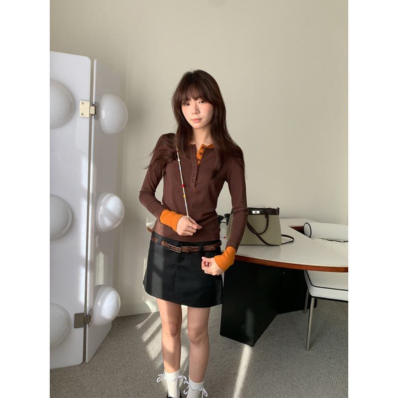 Women s Autumn Color Block Long Sleeve Patchwork T-Shirt with Button Collar Slim Fit L (Weight 105-115 lbs) коричневый
Women s Autumn Color Block Long Sleeve Patchwork T-Shirt with Button Collar Slim Fit L (Weight 105-115 lbs) коричневый