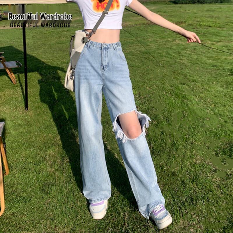 BEAUTIFUL WARDROBE Women s High-Waist Ripped Straight Jeans M
BEAUTIFUL WARDROBE Women s High-Waist Ripped Straight Jeans M
