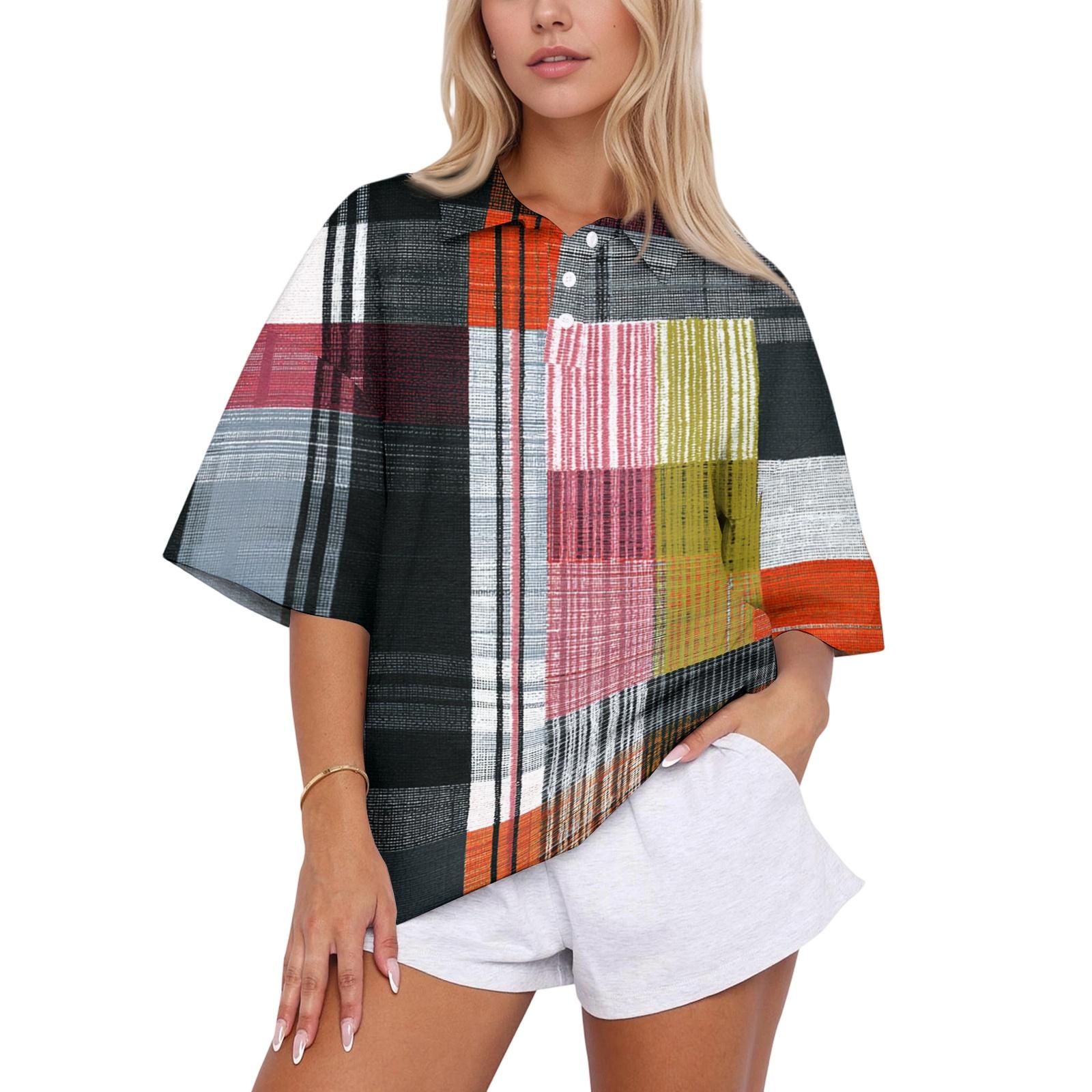 Women s Casual Polo Collar Loose Fit Shirt Short Sleeve Button Down Plaid Pattern Lightweight Top for Everyday Wear L помаранчевий
Women s Casual Polo Collar Loose Fit Shirt Short Sleeve Button Down Plaid Pattern Lightweight Top for Everyday Wear L помаранчевий