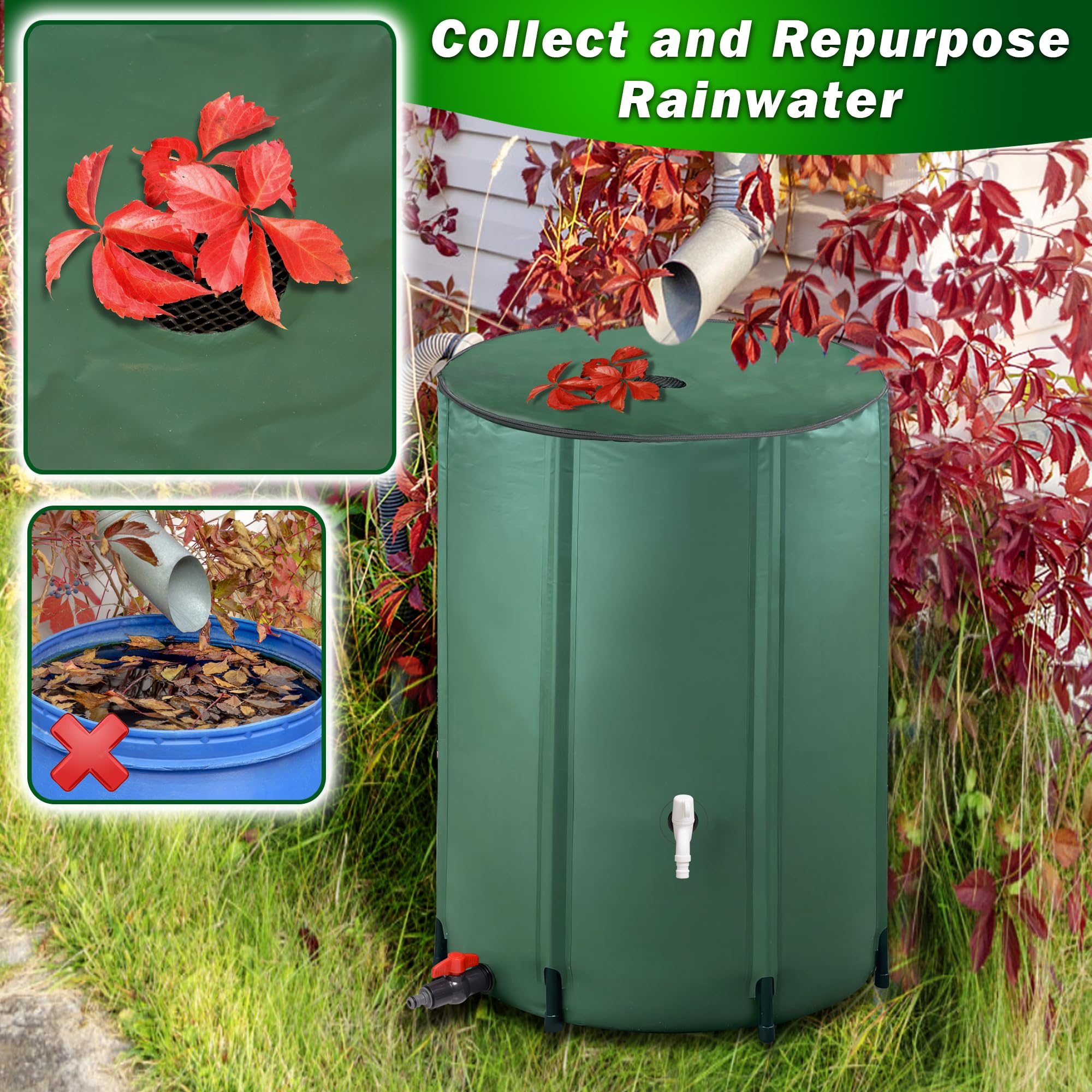 Portable Foldable Rain Water Collection Barrel 100L PVC Mesh Outdoor Garden Watering Storage Tank 40 x 78cm Type A
Portable Foldable Rain Water Collection Barrel 100L PVC Mesh Outdoor Garden Watering Storage Tank 40 x 78cm Type A