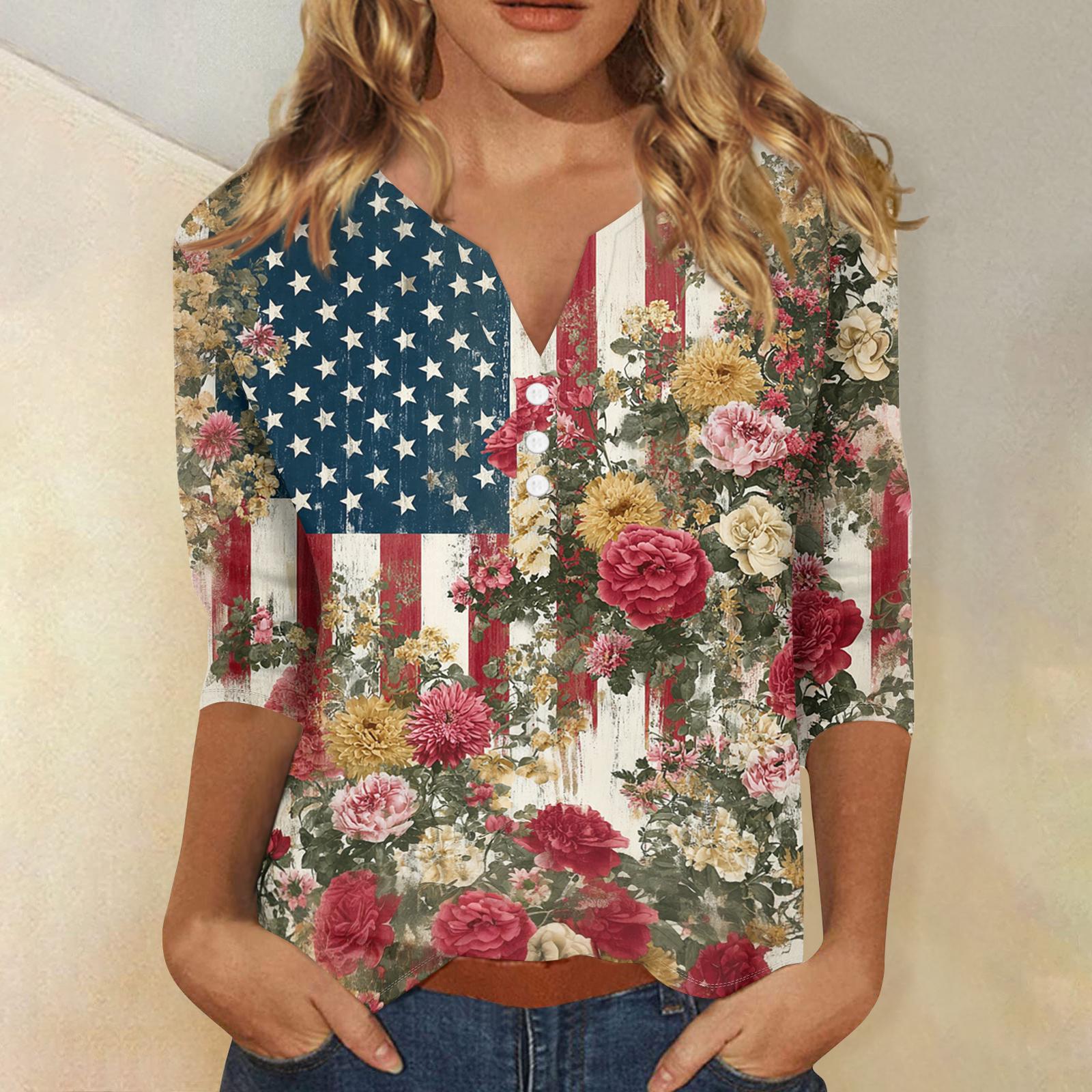 Women Casual V Neck Button Front Three Quarter Sleeve T Shirt Top with Star Print and Gradient Design Suitable for Daily Wear XXL
Women Casual V Neck Button Front Three Quarter Sleeve T Shirt Top with Star Print and Gradient Design Suitable for Daily Wear XXL