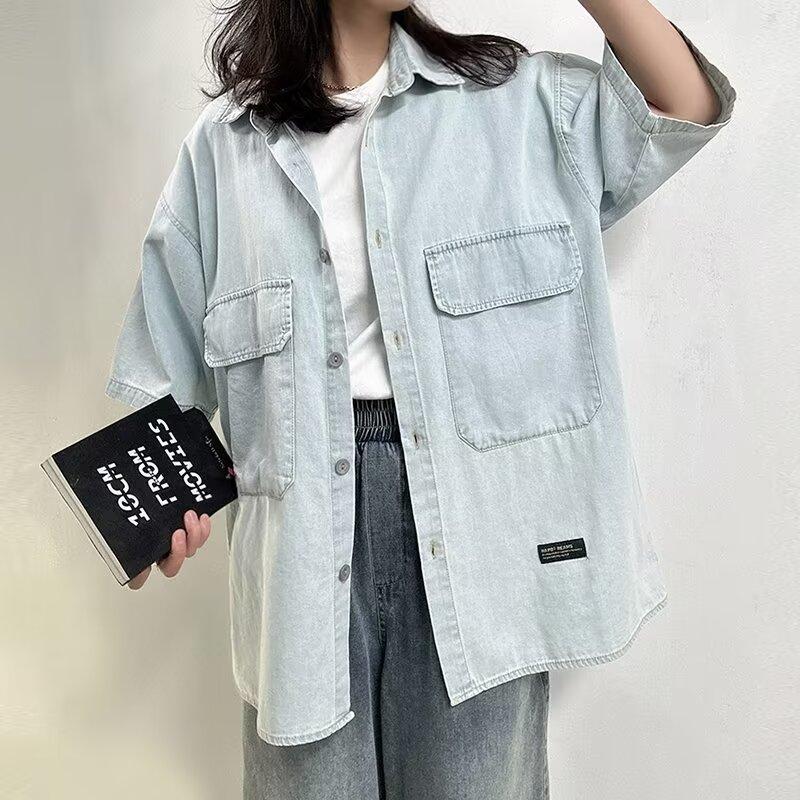 Рубашка с коротким рукавом в стиле ретро из джинсовой ткани, летняя модная мужская и женская марка, японский ретро-тренд с коротким рукавом, классная и свободная рубашка 3XL
Рубашка с коротким рукавом в стиле ретро из джинсовой ткани, летняя модная мужская и женская марка, японский ретро-тренд с коротким рукавом, классная и свободная рубашка 3XL