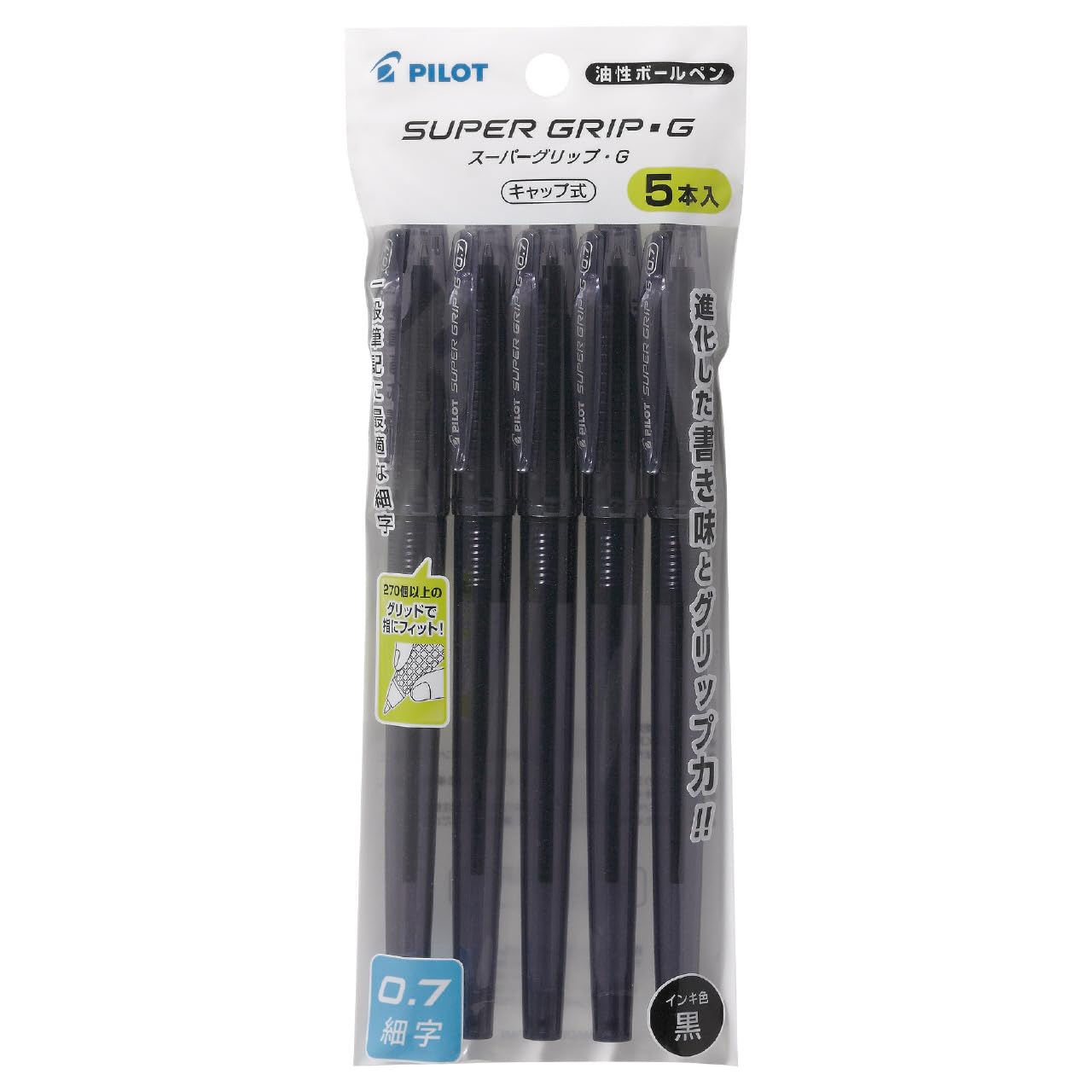 Pilot Super Grip G Ballpoint Cap Oil-Based Pen, Type, 0.7mm, Black, 5-Pack (PBSGC50F5BB) чорний
Pilot Super Grip G Ballpoint Cap Oil-Based Pen, Type, 0.7mm, Black, 5-Pack (PBSGC50F5BB) чорний
