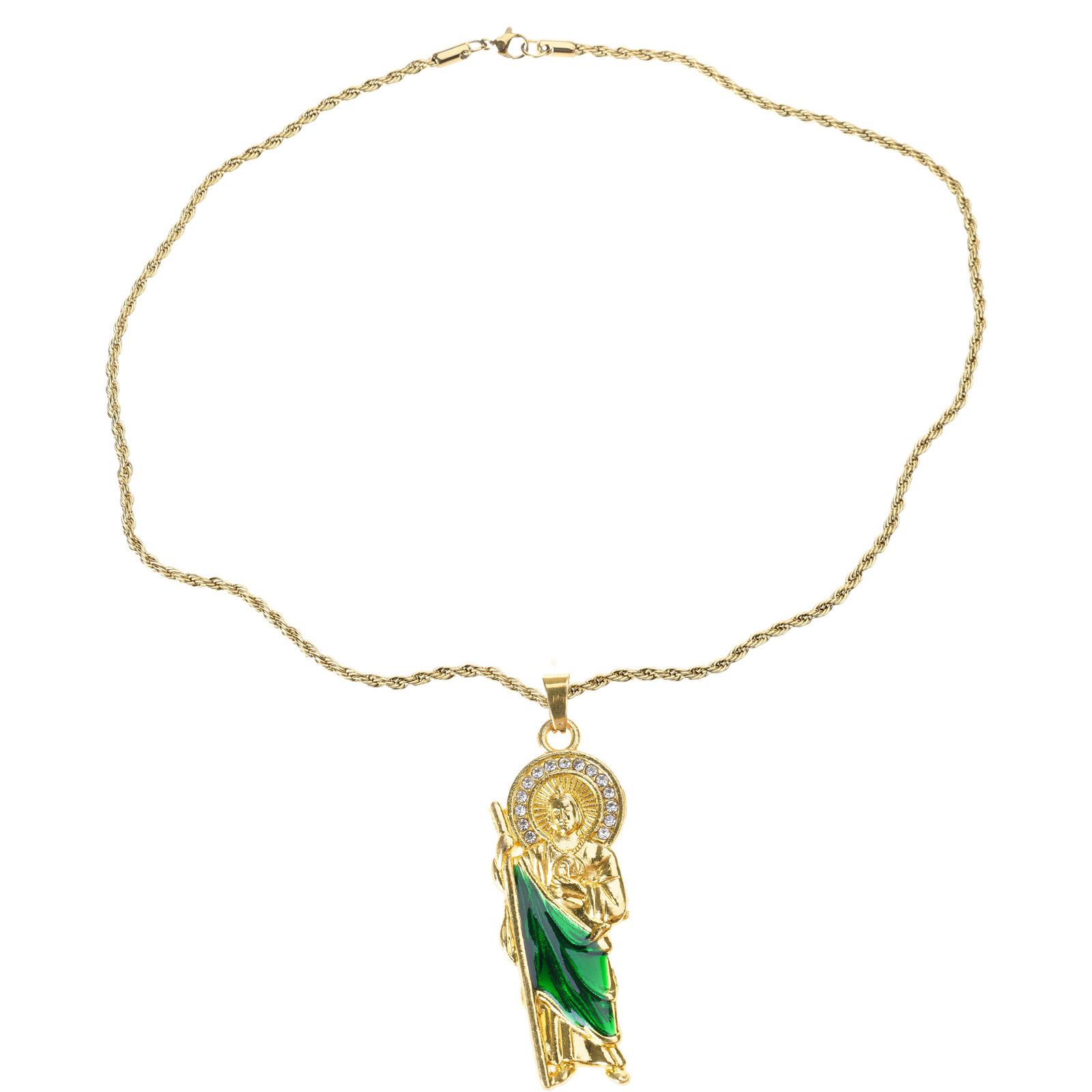 Saint Jude Pendant Necklace Adjustable Length Neckchain Gold Tone Clavicle Chain Religious Jewelry for Men and Women 1
Saint Jude Pendant Necklace Adjustable Length Neckchain Gold Tone Clavicle Chain Religious Jewelry for Men and Women 1