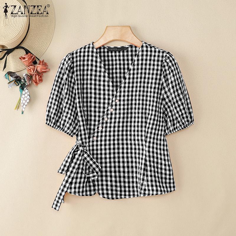 ZANZEA Women Summer V-Neck Short Sleeve Casual Grid Print Blouse S чорний
ZANZEA Women Summer V-Neck Short Sleeve Casual Grid Print Blouse S чорний