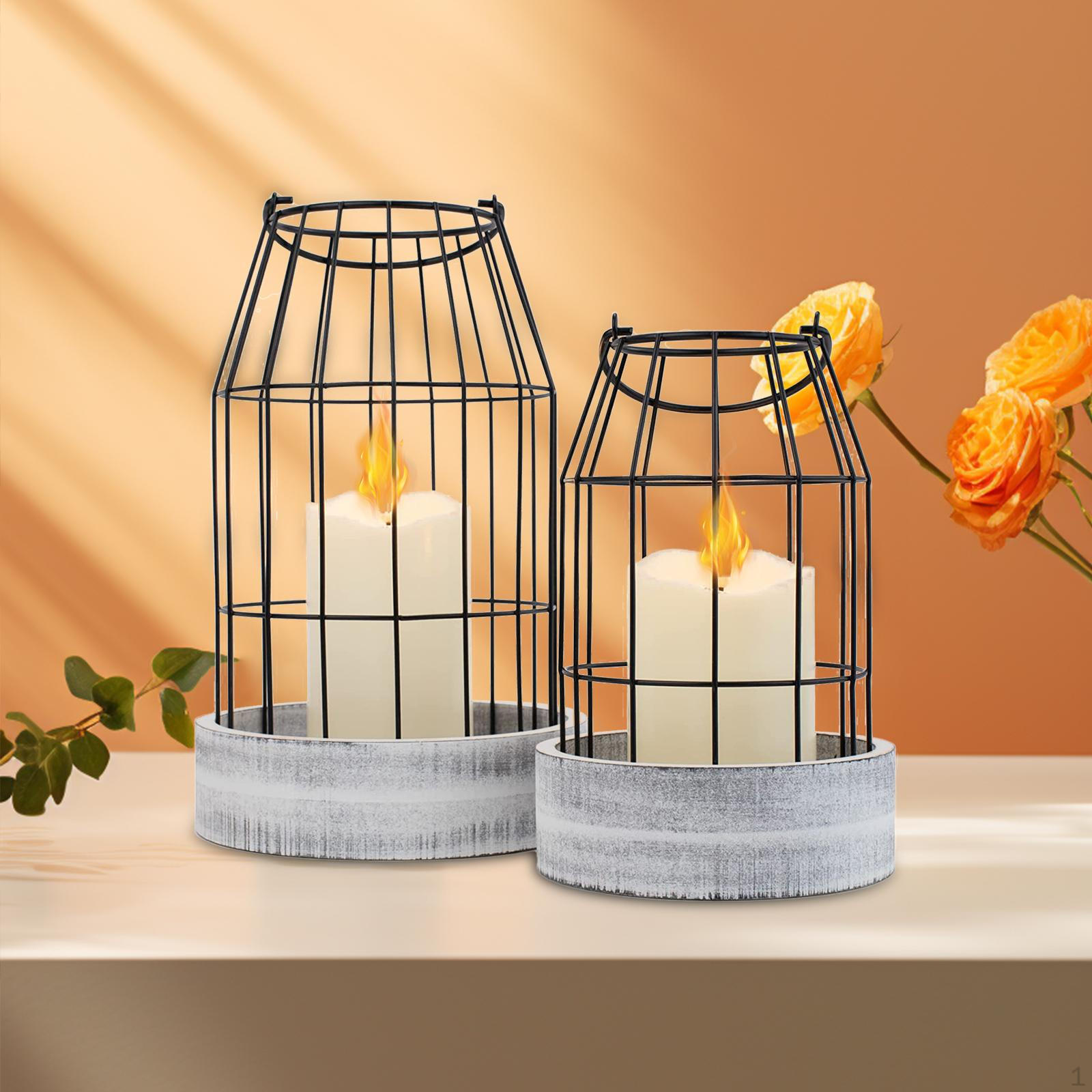 Farmhouse Candle Lantern Iron Candlestick Wooden Base Birdcage Retro for Indoor Countertop
Farmhouse Candle Lantern Iron Candlestick Wooden Base Birdcage Retro for Indoor Countertop