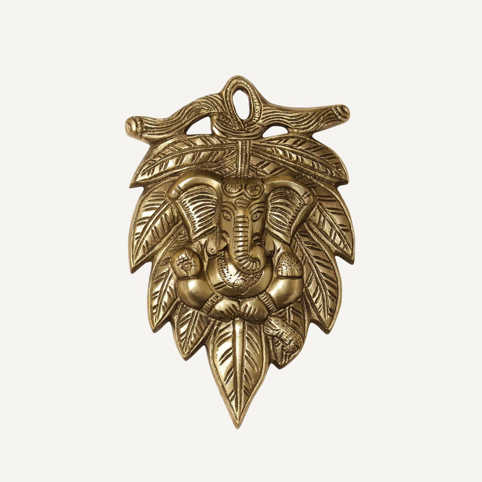 Pure Brass Lord Ganesha On Leaf Wall Hanging Ganesh Statue, Vastu Item, Gold
Pure Brass Lord Ganesha On Leaf Wall Hanging Ganesh Statue, Vastu Item, Gold