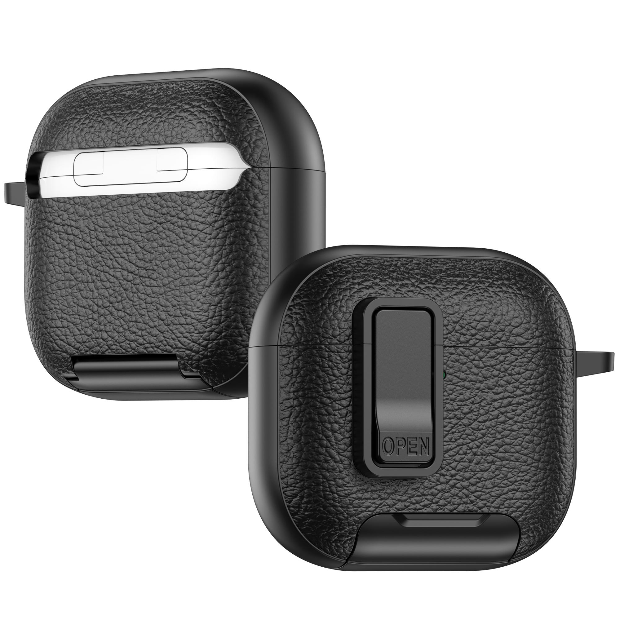 For AirPods 4 Protective Case with Stand Litchi Texture Leather TPU + PC Earphone Cover with Lock Buckle and Carabiner White
For AirPods 4 Protective Case with Stand Litchi Texture Leather TPU + PC Earphone Cover with Lock Buckle and Carabiner White