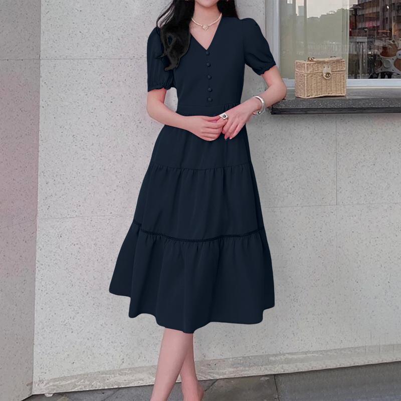 ZANZEA Элегантное женское повседневное платье с V-образным вырезом и короткими рукавами 5XL тёмно-синий
ZANZEA Элегантное женское повседневное платье с V-образным вырезом и короткими рукавами 5XL тёмно-синий