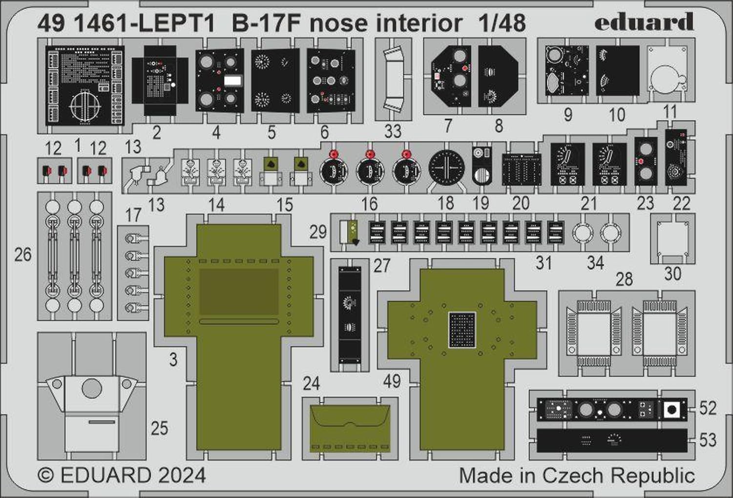 Eduard 1/48 B-17F Nose Interior Etching Parts 1 (for Eduard) Plastic Model Parts EDU491461
Eduard 1/48 B-17F Nose Interior Etching Parts 1 (for Eduard) Plastic Model Parts EDU491461