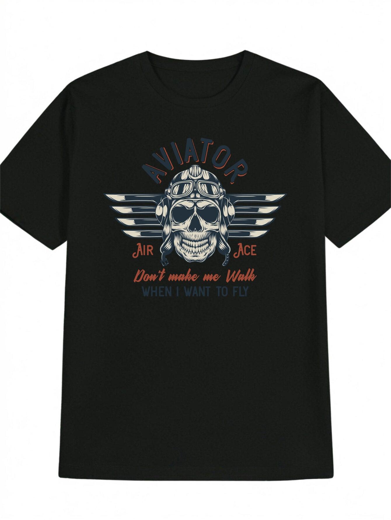 Casual Skull & Aviator Graphic T-shirt - Don t Make Me Walk When I Want to Fly Design with Wings & Goggles M
Casual Skull & Aviator Graphic T-shirt - Don t Make Me Walk When I Want to Fly Design with Wings & Goggles M