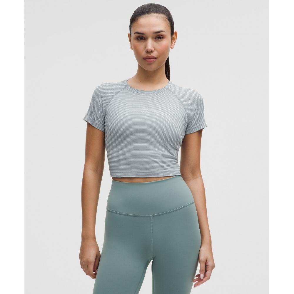 Lululemon Swiftly Tech Cropped Short Sleeve Shirt 2.0 Spandex Stripe White Grey Oasis 8
Lululemon Swiftly Tech Cropped Short Sleeve Shirt 2.0 Spandex Stripe White Grey Oasis 8