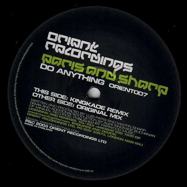 12inch Record PARIS & SHARP - Do Anything ORIENT007 Orient Recordin 2004 UK Dance & Electronica Used
12inch Record PARIS & SHARP - Do Anything ORIENT007 Orient Recordin 2004 UK Dance & Electronica Used