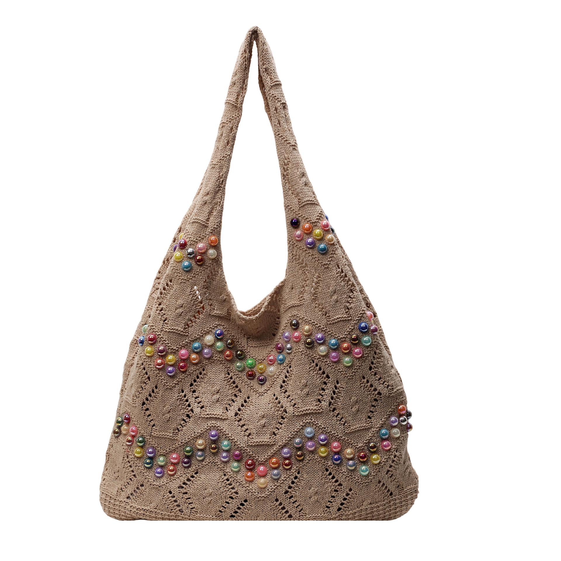 Lazy wind niche fashion bead knitted tote bag casual literary sense sweet shoulder women s bag хакі
Lazy wind niche fashion bead knitted tote bag casual literary sense sweet shoulder women s bag хакі