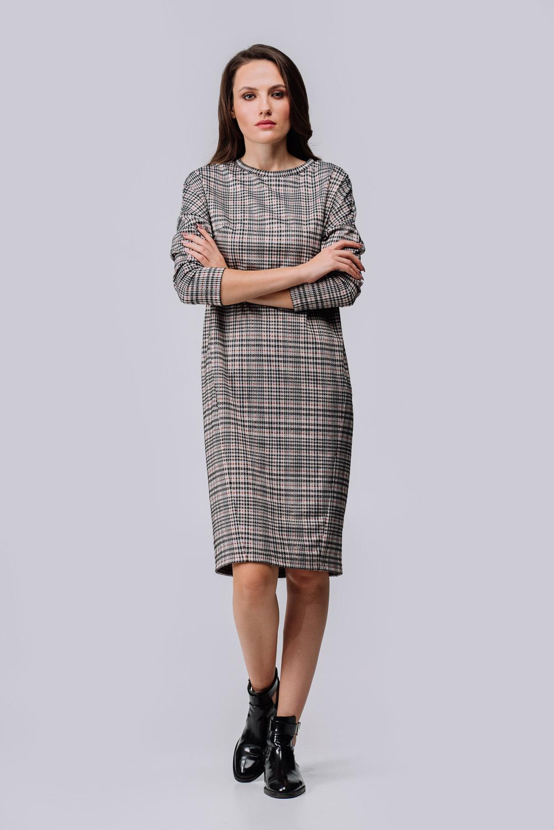 Пряма сукня в клітку за коліно 36 сірий
Пряма сукня в клітку за коліно 36 сірий