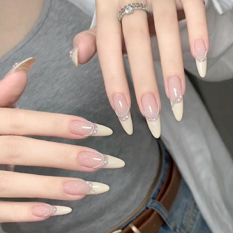 Elegant Long French Nail Stickers: Pearl Chain Design, 30 Pcs, High-End Summer Nails Glue Version
Elegant Long French Nail Stickers: Pearl Chain Design, 30 Pcs, High-End Summer Nails Glue Version