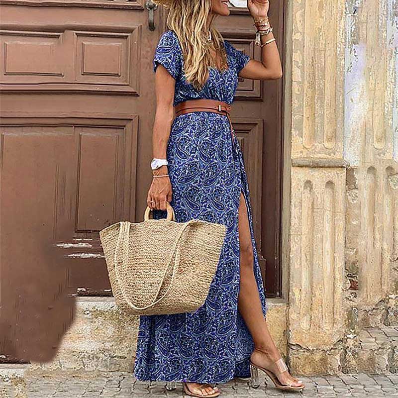 Жіноча літня повсякденна сукня в стилі бохо Пляжні сукні міді з квітковим принтом і рюшами, пуховими рукавами та високою талією S синій
Жіноча літня повсякденна сукня в стилі бохо Пляжні сукні міді з квітковим принтом і рюшами, пуховими рукавами та високою талією S синій