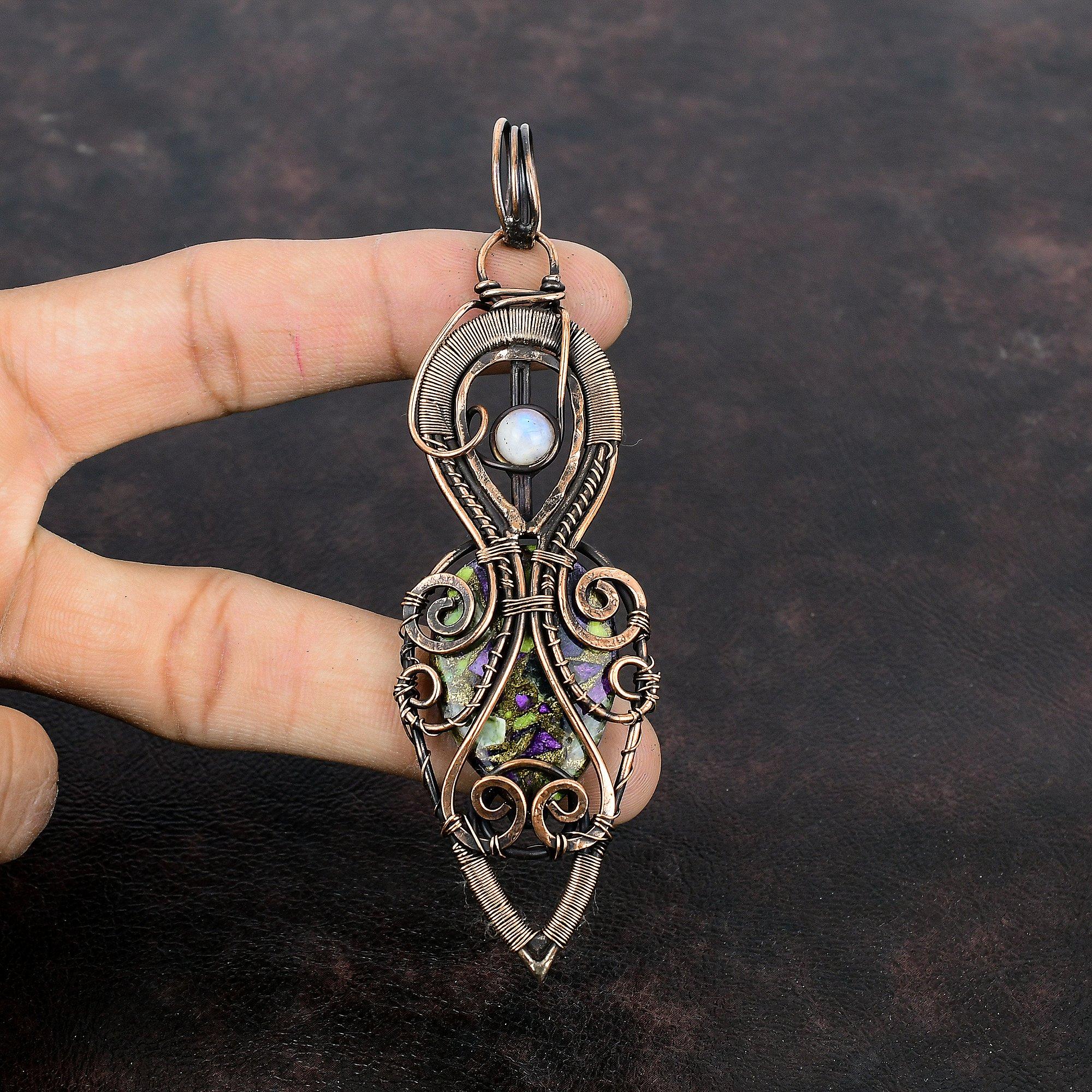 Copper Stichtite Pendant Copper Wire Wrapped Pendant Copper Jewelry Rainbow Moonstone Pendant Handmade Jewelry Gemstone Pendant Gift For Her
Copper Stichtite Pendant Copper Wire Wrapped Pendant Copper Jewelry Rainbow Moonstone Pendant Handmade Jewelry Gemstone Pendant Gift For Her