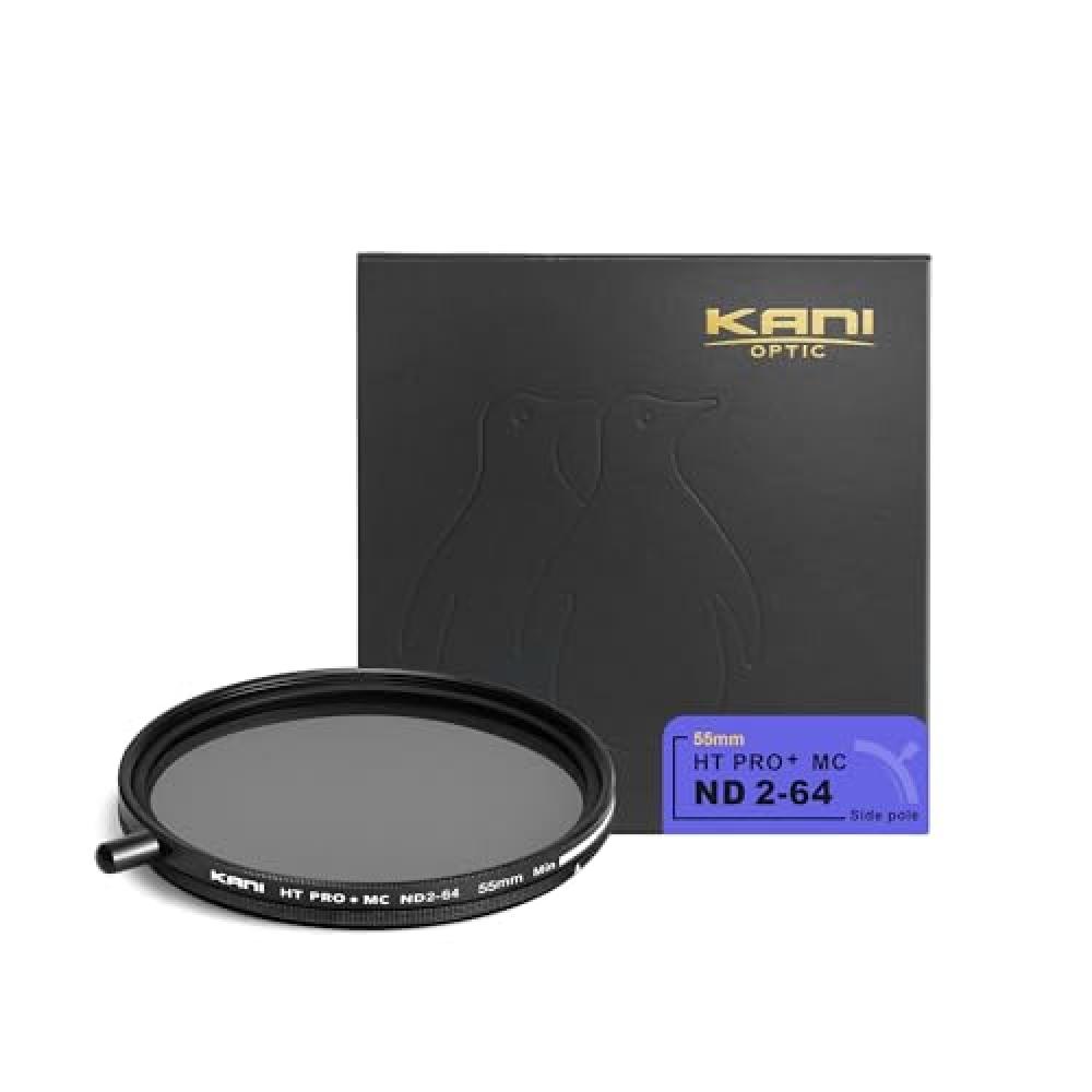 KANI 55mm Variable ND Filter HT PRO+ MC ND2-64 Light attenuation effect up to 6 stops Comes with a removable adjustment knob Suppresses X-shaped uneve
KANI 55mm Variable ND Filter HT PRO+ MC ND2-64 Light attenuation effect up to 6 stops Comes with a removable adjustment knob Suppresses X-shaped uneve