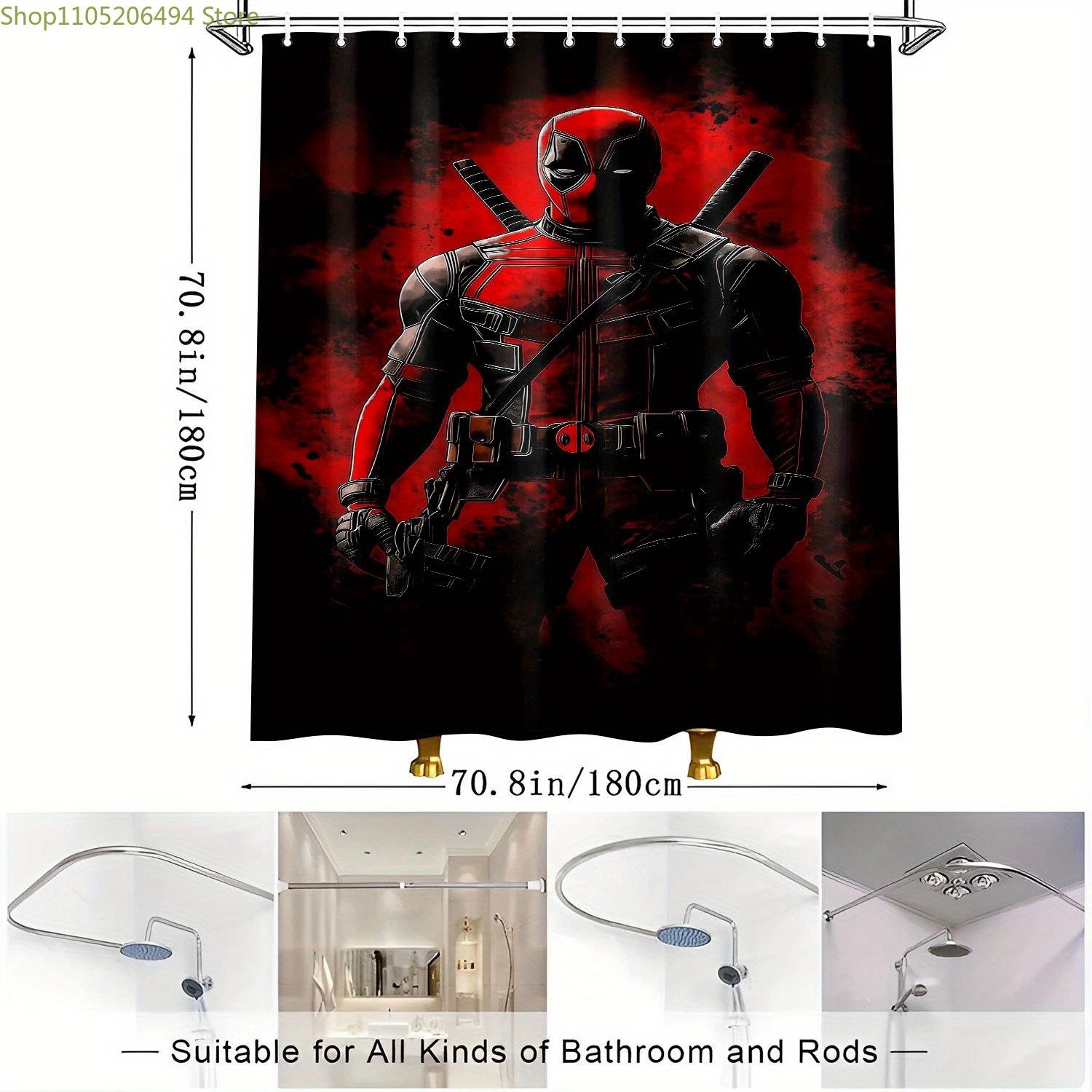 Marvel Deadpool Shower Curtain with Hooks - Machine Washable, Stylish Red & Black Design, Perfect for Bathroom Decor, Availabl 90x180cm
Marvel Deadpool Shower Curtain with Hooks - Machine Washable, Stylish Red & Black Design, Perfect for Bathroom Decor, Availabl 90x180cm
