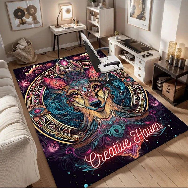 Creative Haven: Vibrant Wolf Mandala Art Print Office Mat Home Decor Office Desk Chair Rugs Chair Carpet for office Chair Mat Gift For Hall 60cm by 90cm
Creative Haven: Vibrant Wolf Mandala Art Print Office Mat Home Decor Office Desk Chair Rugs Chair Carpet for office Chair Mat Gift For Hall 60cm by 90cm