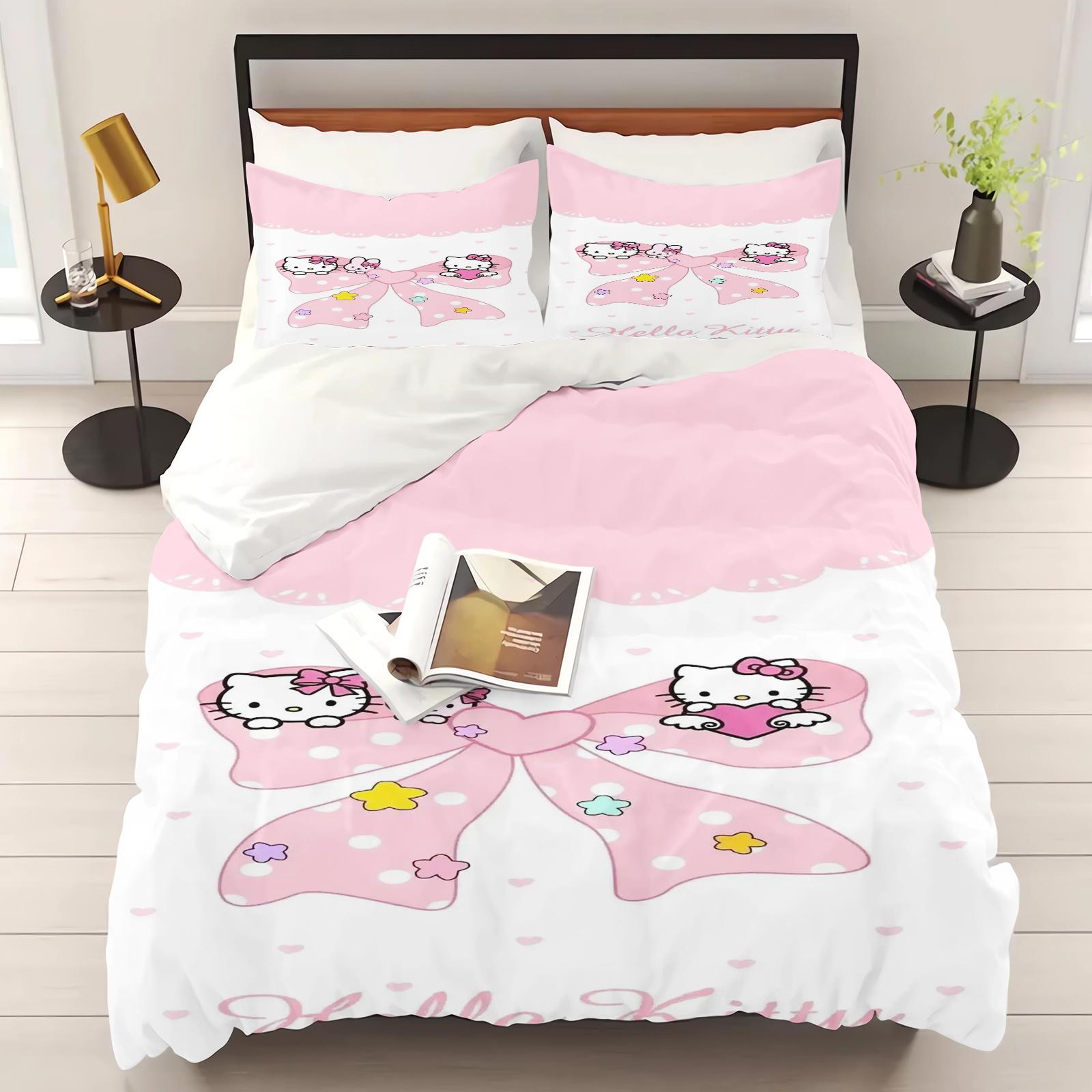 Набір постільної білизни для спальні з принтом Hello Kitty Покривало Різдвяні подарунки Комфортний Мультяшний З наволочкою EU Single(135*200cm)3pcs
Набір постільної білизни для спальні з принтом Hello Kitty Покривало Різдвяні подарунки Комфортний Мультяшний З наволочкою EU Single(135*200cm)3pcs