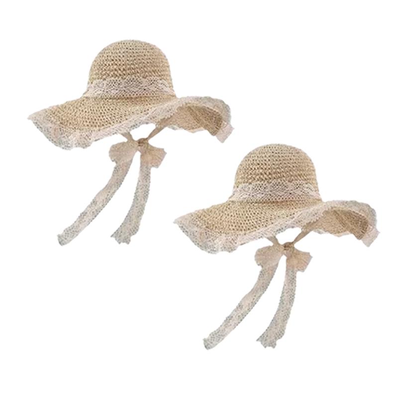 2 Pcs Women Lace Trim Wide Brim Straw Hat Boho Beach Sun Hat with Ribbon Tie, UV Protection Beach Foldable Packable, Sun Hat
2 Pcs Women Lace Trim Wide Brim Straw Hat Boho Beach Sun Hat with Ribbon Tie, UV Protection Beach Foldable Packable, Sun Hat