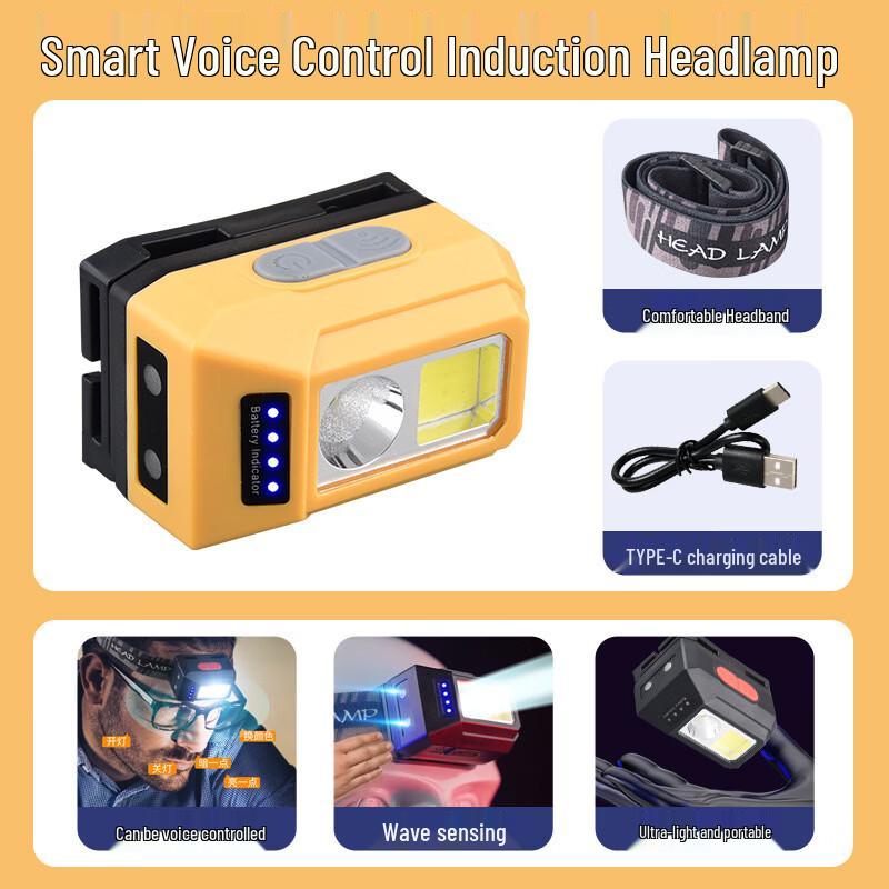 Налобний ліхтар з голосовим керуванням, що перезаряджається через USB
Налобний ліхтар з голосовим керуванням, що перезаряджається через USB