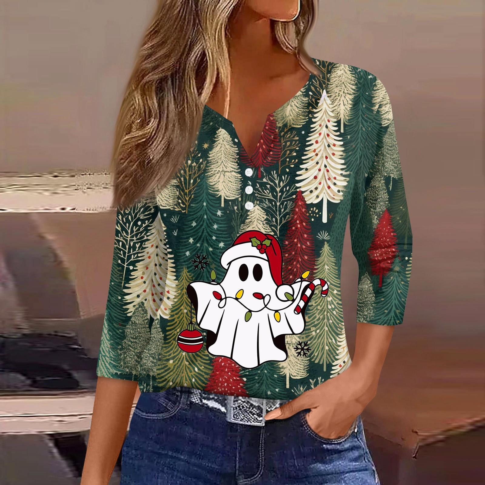 Женская рубашка с рукавом семь дюймов, напечатанная в стиле ретро, повседневная, свободная, с V-образным вырезом, рождественская XL зелёный
Женская рубашка с рукавом семь дюймов, напечатанная в стиле ретро, повседневная, свободная, с V-образным вырезом, рождественская XL зелёный