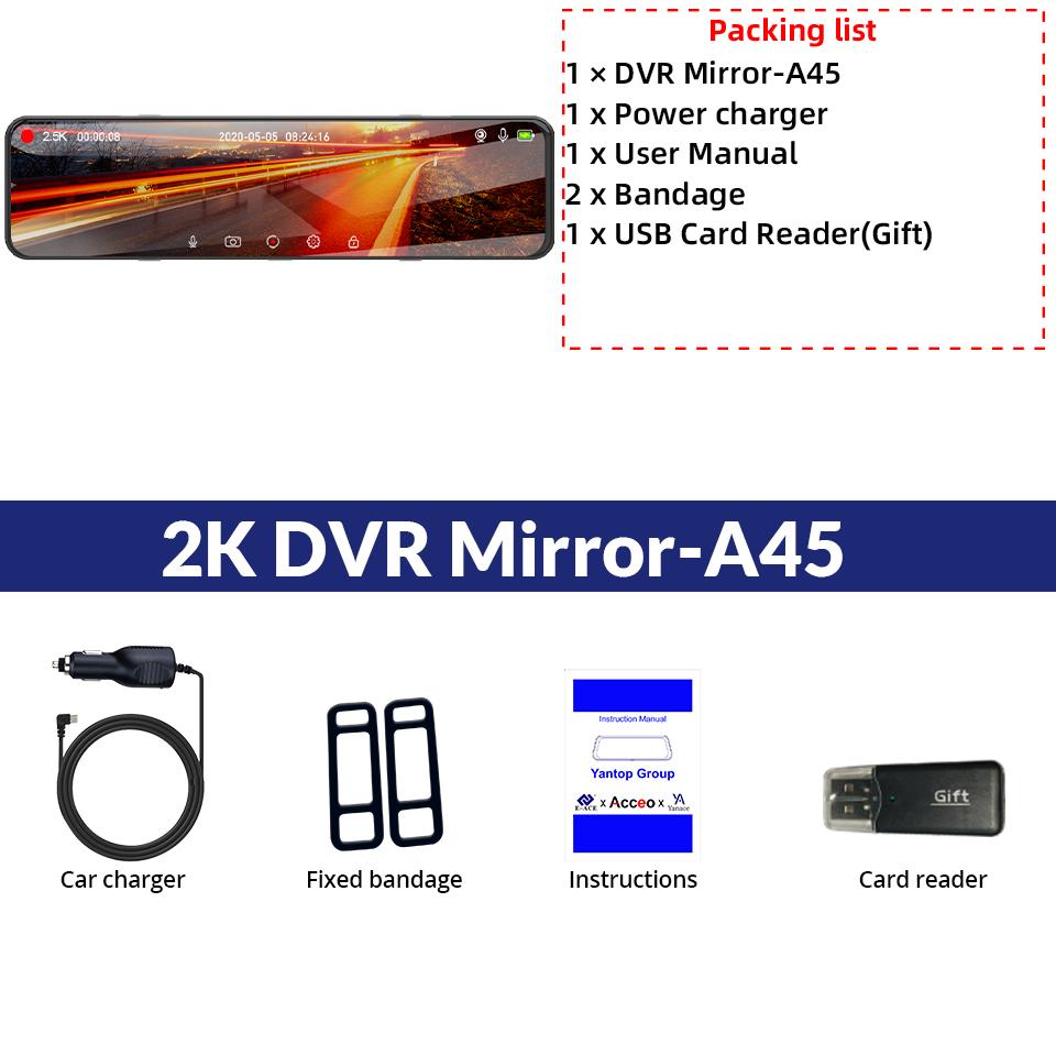 E-ACE 2.5K Car Dvr WiFi Stream Media Rear view Mirror Night Vision Video Recorder Auto Registrar Optioanl 1080P Rear View Camera None
E-ACE 2.5K Car Dvr WiFi Stream Media Rear view Mirror Night Vision Video Recorder Auto Registrar Optioanl 1080P Rear View Camera None