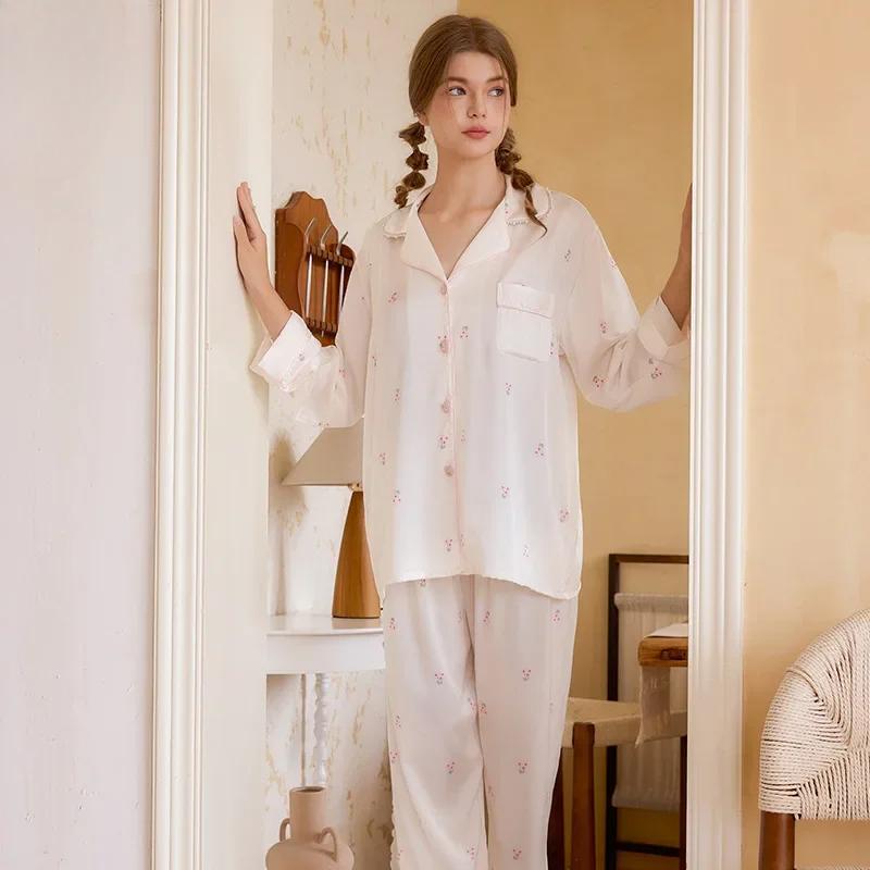 Girly Style Home Clothes Ice Silk Pajamas Women s Long Sleeve Suit Style Design Shell Button XL
Girly Style Home Clothes Ice Silk Pajamas Women s Long Sleeve Suit Style Design Shell Button XL