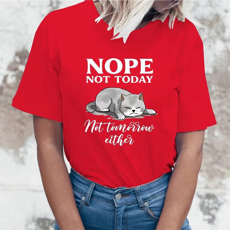 Fashion Funny Nope Not Today Cat Printed TShirts Women Summer Casual Short Sleeve TShirts Round Neck Tops 4XL
Fashion Funny Nope Not Today Cat Printed TShirts Women Summer Casual Short Sleeve TShirts Round Neck Tops 4XL