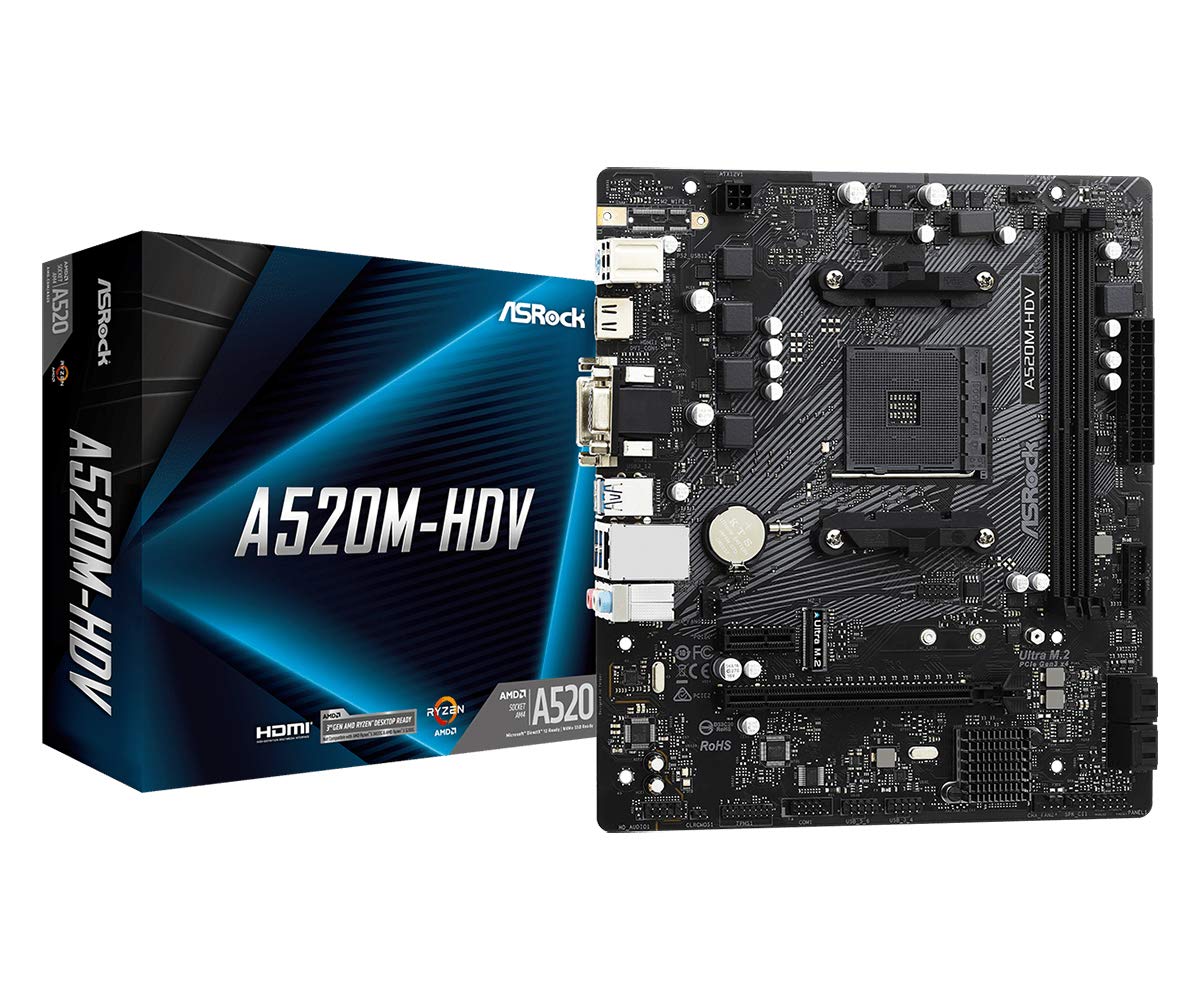 ASRock A520M-HDV підтримує материнську плату процесорів AMD AM4 Socket Ryzen™ 3000, 4000 G-серії та 5000 і 5000 G-серії для настільних ПК, 32 ГБ пам’яті
ASRock A520M-HDV підтримує материнську плату процесорів AMD AM4 Socket Ryzen™ 3000, 4000 G-серії та 5000 і 5000 G-серії для настільних ПК, 32 ГБ пам’яті