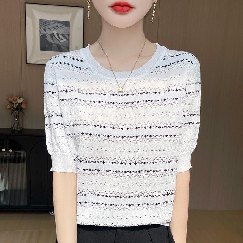 Women s Ice Silk Color Block Knitted T-shirt - Short Sleeve, Round Neck, Summer Fashion L фиолетовый
Women s Ice Silk Color Block Knitted T-shirt - Short Sleeve, Round Neck, Summer Fashion L фиолетовый