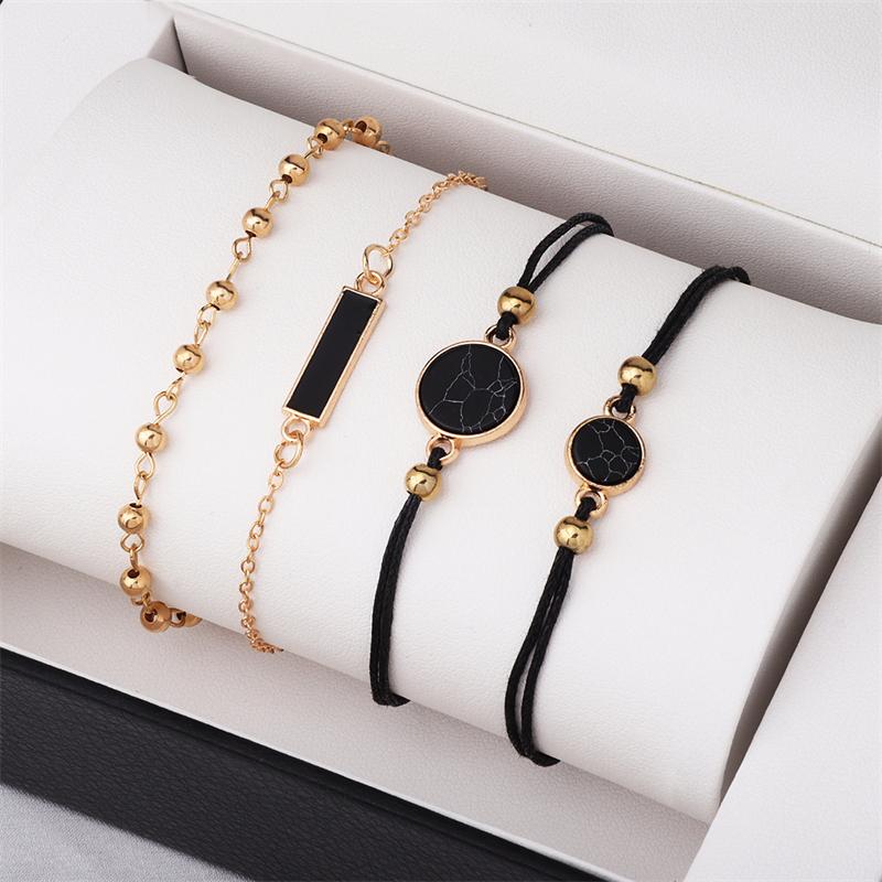 4 pcs/set Women s Bracelets Black Rope Short Wrist Chain Bohemian Fashion Trend Marble Stripe Black Round Hand Chain 2026 new
4 pcs/set Women s Bracelets Black Rope Short Wrist Chain Bohemian Fashion Trend Marble Stripe Black Round Hand Chain 2026 new