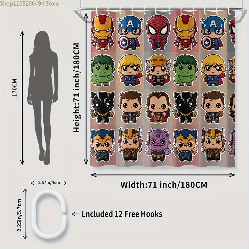 MARVEL Avengers Bathroom Shower Curtain with Hooks, Cute Cartoon Print Design, Enhanced Privacy, Home Office, Bathroom Decorat 90x180cm
MARVEL Avengers Bathroom Shower Curtain with Hooks, Cute Cartoon Print Design, Enhanced Privacy, Home Office, Bathroom Decorat 90x180cm