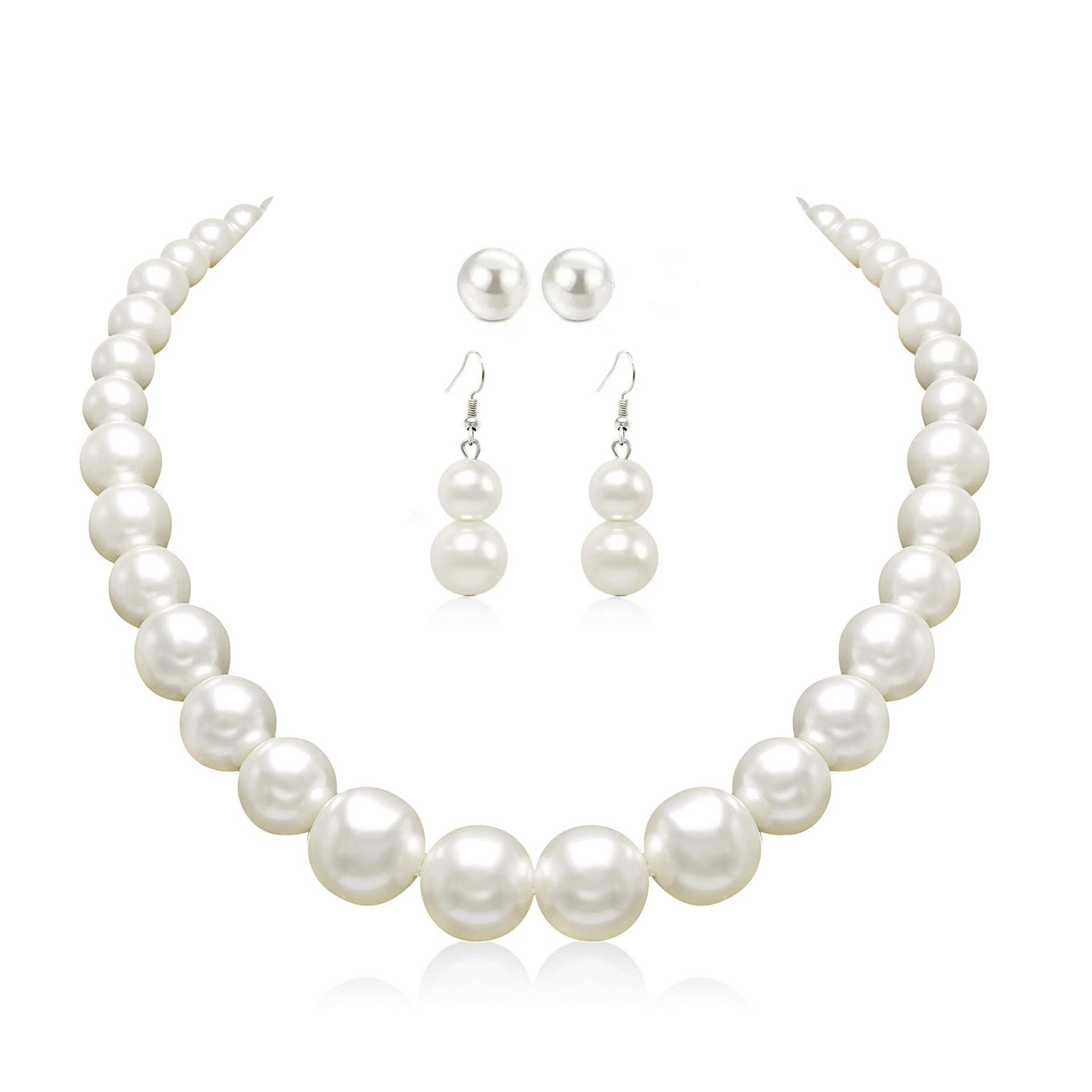 Elegant Pearl Necklace and Earring Set , Simple Yet Sophisticated Jewelry for Daily Wear and Parties set 1
Elegant Pearl Necklace and Earring Set , Simple Yet Sophisticated Jewelry for Daily Wear and Parties set 1