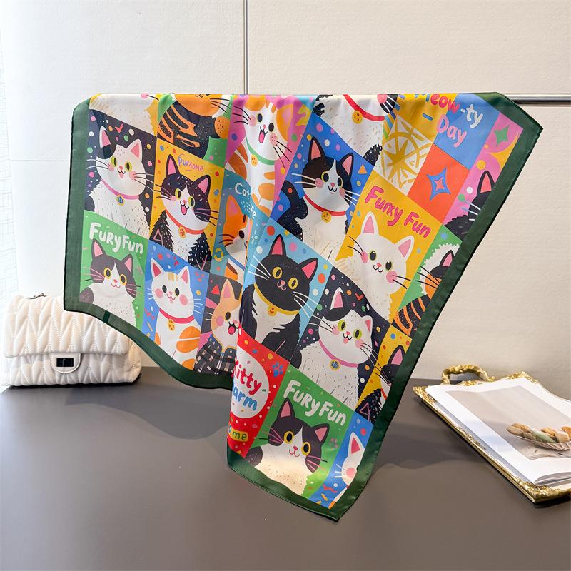 Cat Designer Luxury Style Square Scarves Women Silk Scarf Floral Bandana Small Neckties Hairbands Foulard Shawl 70x70cm
Cat Designer Luxury Style Square Scarves Women Silk Scarf Floral Bandana Small Neckties Hairbands Foulard Shawl 70x70cm
