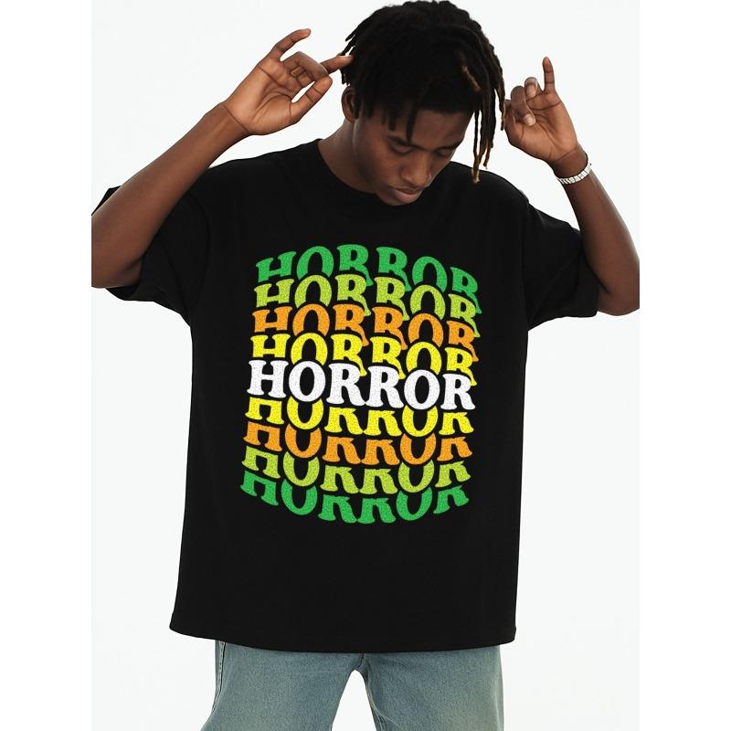 European sizes Men S Horror Stack Graphic T-Shirt - Funny Horror Movie Lettering Design with Colorful Block Text - Casual Round Neck Short Sleeve Tee S чёрный
European sizes Men S Horror Stack Graphic T-Shirt - Funny Horror Movie Lettering Design with Colorful Block Text - Casual Round Neck Short Sleeve Tee S чёрный