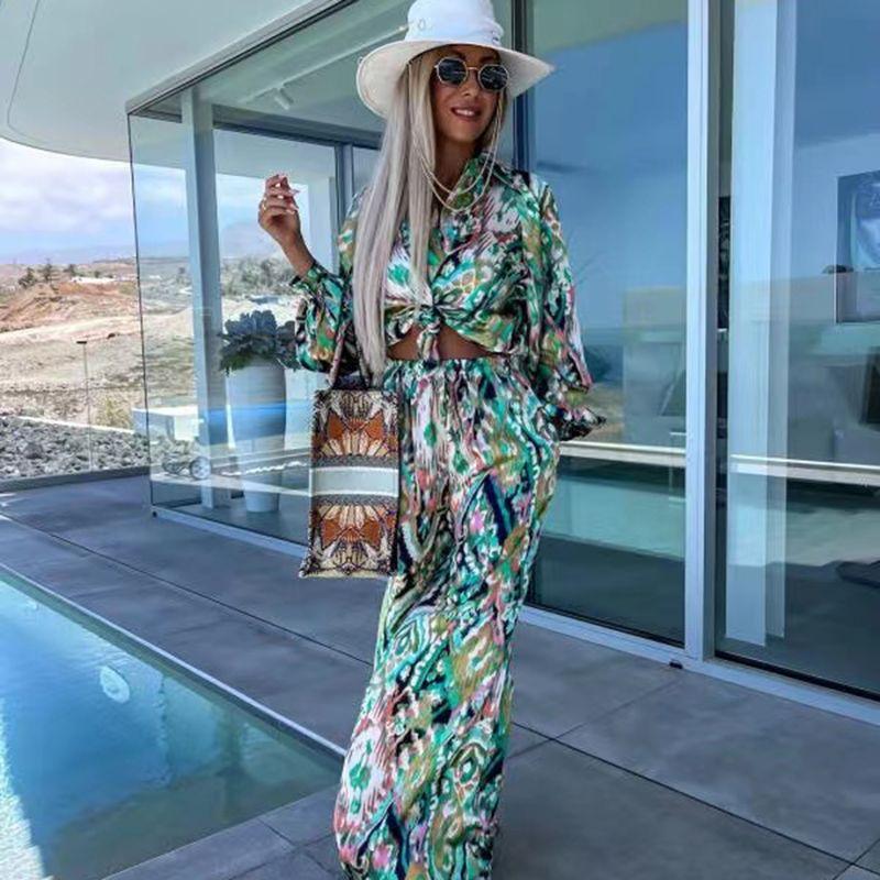New Fall Women s Clothing Fashion Wind Long Sleeves Top and Trousers Two-piece Set Vacation Style Floral Suit High Waist Slim Looking Green 3XL
New Fall Women s Clothing Fashion Wind Long Sleeves Top and Trousers Two-piece Set Vacation Style Floral Suit High Waist Slim Looking Green 3XL