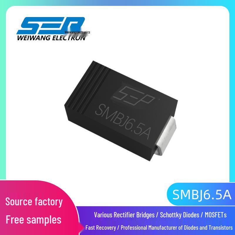 SEP SMBJ6.5A/6.5CA 600W TVS Transient Voltage Suppressor, SMB Package for Heat Dissipation.
SEP SMBJ6.5A/6.5CA 600W TVS Transient Voltage Suppressor, SMB Package for Heat Dissipation.