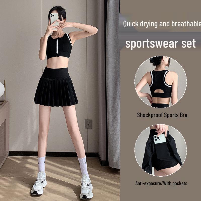 Women s Quick-Dry Pleated Skirt & Shockproof Sports Bra Set for Running, Tennis, Badminton & Yoga L
Women s Quick-Dry Pleated Skirt & Shockproof Sports Bra Set for Running, Tennis, Badminton & Yoga L