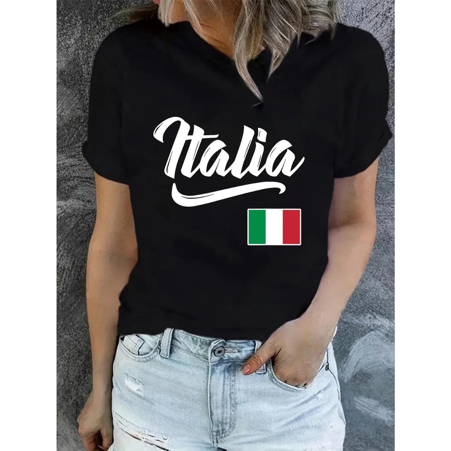 Personalized design Italian flag print creative design women s T-shirt top summer round neck short sleeved fashionable graphic t S чёрный
Personalized design Italian flag print creative design women s T-shirt top summer round neck short sleeved fashionable graphic t S чёрный