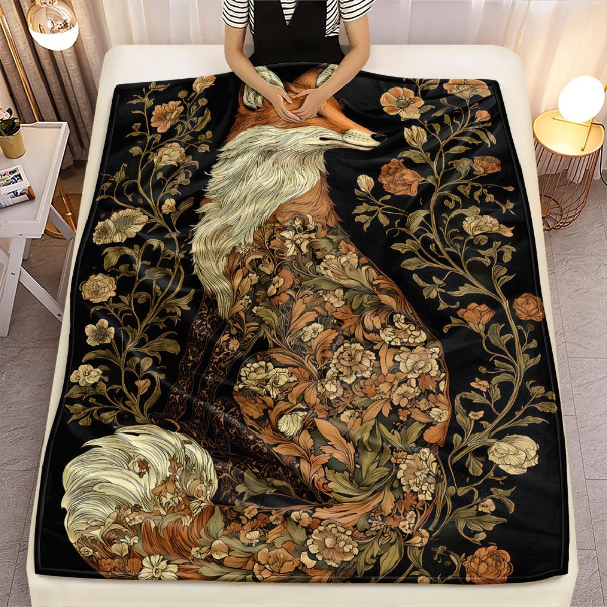 Fox Floral Pattern Flannel Blanket Vintage Animal Art Elegant Design Soft Cozy Throw Cover Home Decor Gift 130x150cm
Fox Floral Pattern Flannel Blanket Vintage Animal Art Elegant Design Soft Cozy Throw Cover Home Decor Gift 130x150cm
