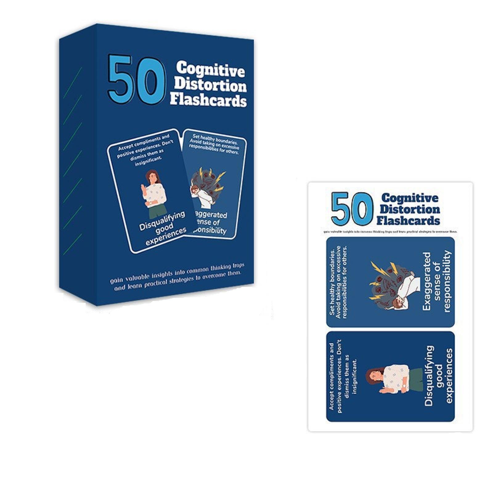 50 Cognitive Distortion Flashcards Educational Therapy Tool for Identifying Thinking Patterns and Self Awareness Practice Resource One Size
50 Cognitive Distortion Flashcards Educational Therapy Tool for Identifying Thinking Patterns and Self Awareness Practice Resource One Size